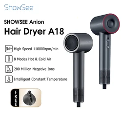 Showsee A18 High Speed Hair Dryer Negative Ionic Blow Dryer Brushless Motor for Fast Drying Low Noise Thermo-Control Hairdryer