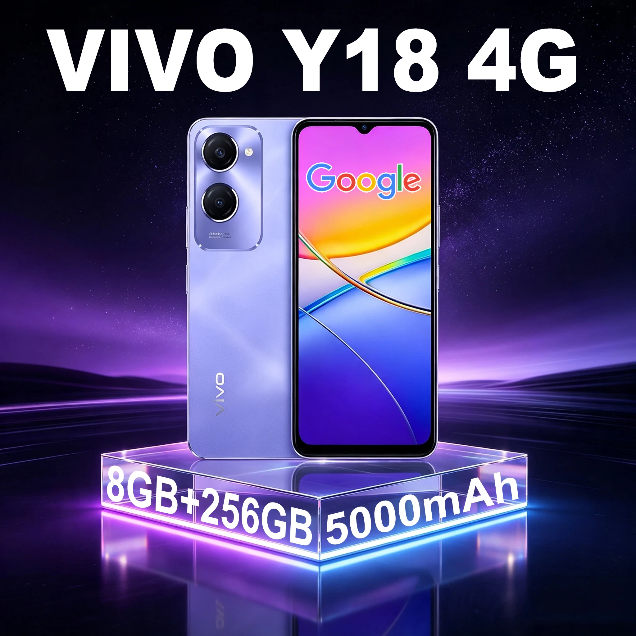 VIVO Y18 5g global edition fashion smart Android phone 8GB+256mb/500mAh, 50MP AI camera lightweight mobile phone