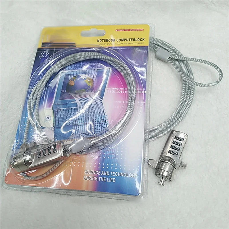 Combinação Cabo Lock para Laptops e Outros Dispositivos, Cabo de aço de 1,2 metros, Notebook/Laptop Combination Lock Security Cable