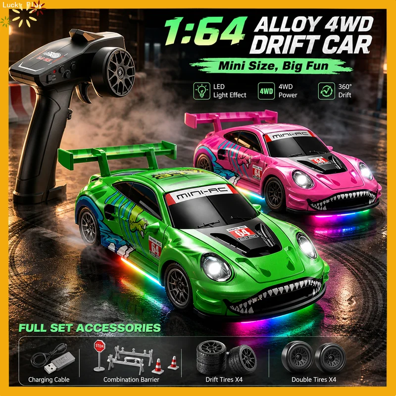 Scy-64001 1/64 High Speed Drift Rc Car With Light 2.4g 4wd Remote Control Car Mini Racing Model Cars Desktop Full Proportion Car