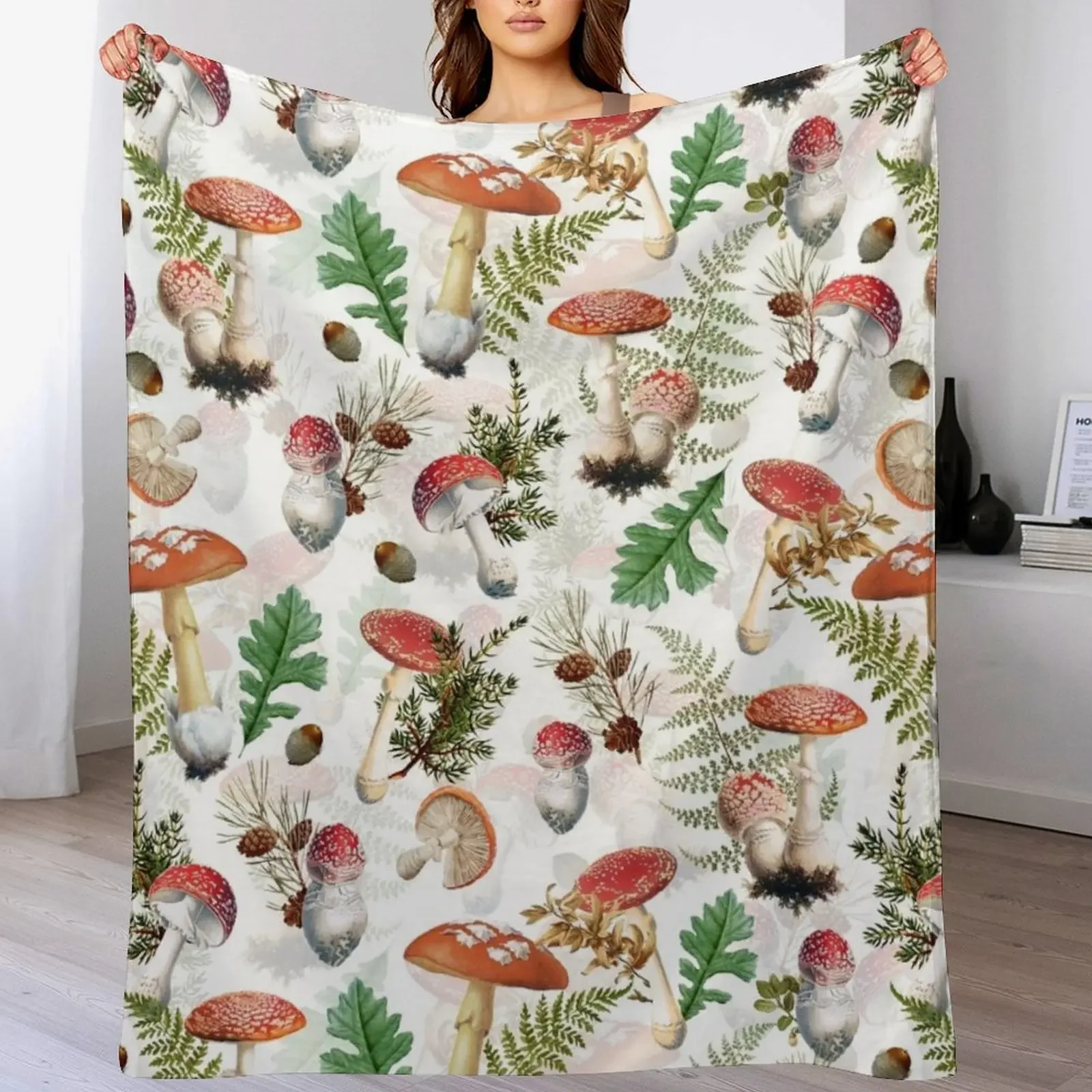 

Beautiful Mushroom Kingdom White Throw Blanket Sofa Plaid on the sofa Bed Fashionable Loose Blankets