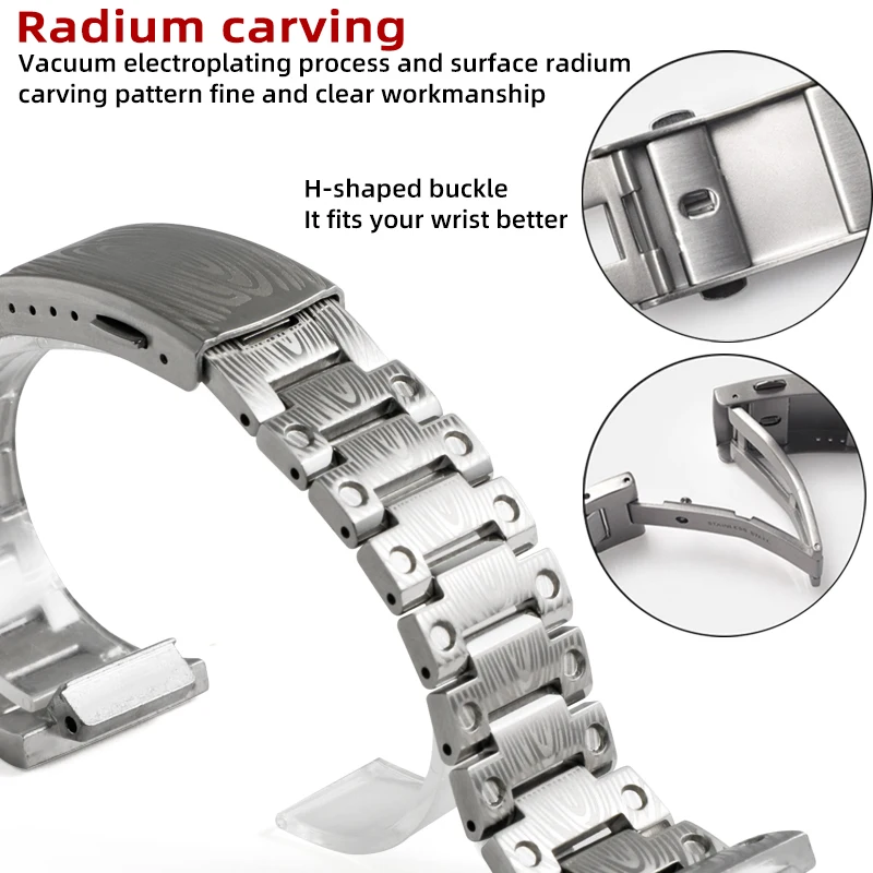 Compatível com GA-2100 GA-2110 Acessórios de relógio modificados com caixa de metal esculpida em carvalho de fazenda.