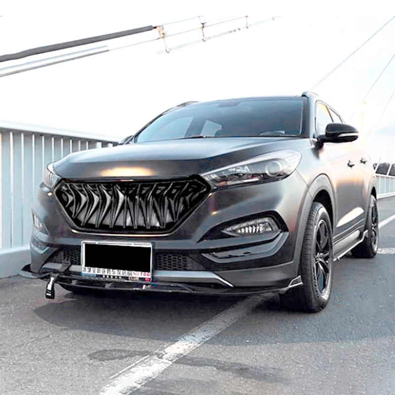 Racing Grill For Hyundai Tucson Grille Carbon Fiber 2015 2016 2017 2018 Front Bumper Grille Glossy Black Mesh Decorative Strip