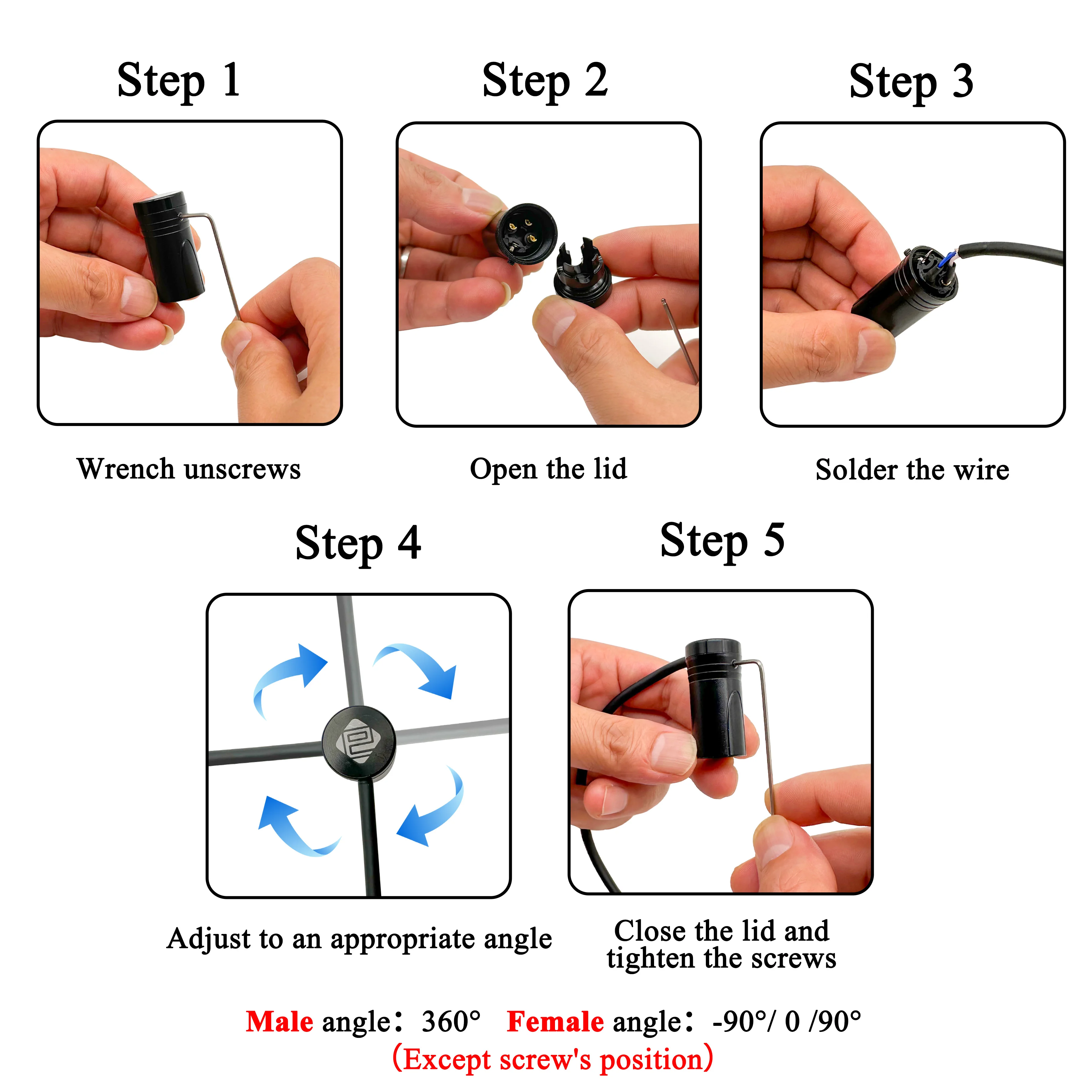 Low Profile Audio Gold 3 Pin Right Angle 90 Degree Rotatable XLR Connector Plug Adapter Cable Recording Studio Mixer Board