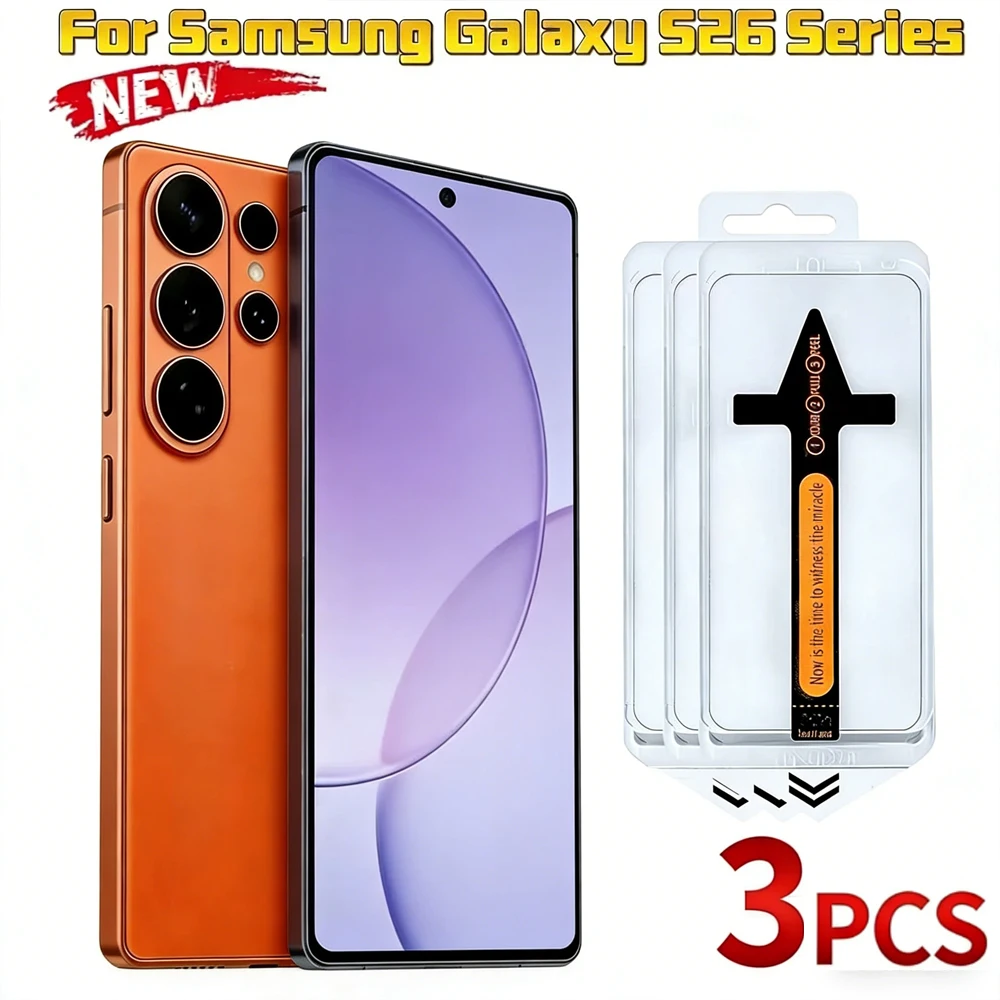 

3pcs Hard Case For Samsung S26 Ultra S26 Edge S26 S25 Ultra S25 Plus S25 Edge S24 S23 S22 HD Tempered Glass Fingerprint Unlock