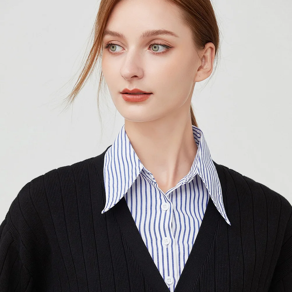 Detachable False Cotton Collar for Women Girls Fashionable All Shirt Blouse Dickey Striped Fall Accessory