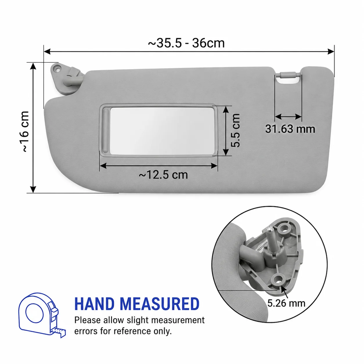 Sun Visor for MG 5 ZS GS Roewe RX3 RX5 I5 360 Driver Passenger Side Car Window Shield Sunvisor Gray with Mirror Left Right Pair