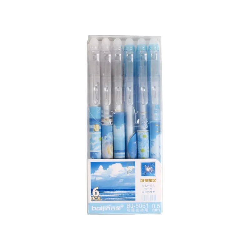 Imagem -06 - Canetas Gel Apagáveis de Tinta Preta Azul Canetas Tulipa Flor com Borrachas para Escola Escritório Canetas Bonitas Ferramentas de Escrita 05 mm Peças