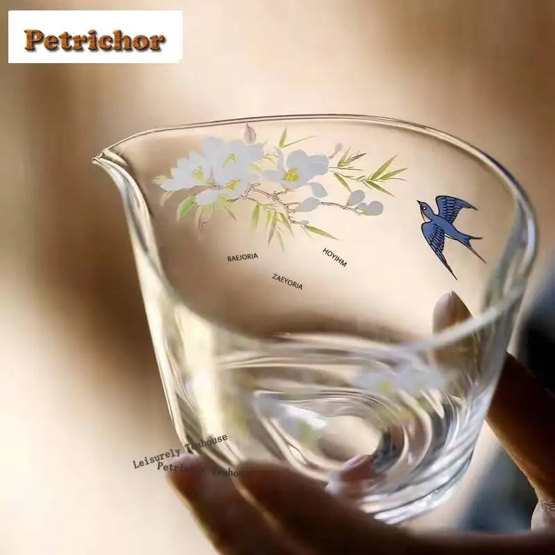 230Ml Spring Return Glass Water Drop Fair Cup Tea Sea Thickened Heat-Resistant High Borosilicate Green Dispenser Evenly Cups