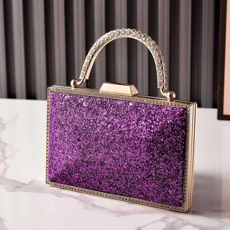 

New Diamond-Studded Clutch Bag European & American Fashion Party Wedding Dress Bag Chain Crossbody Bag For Women