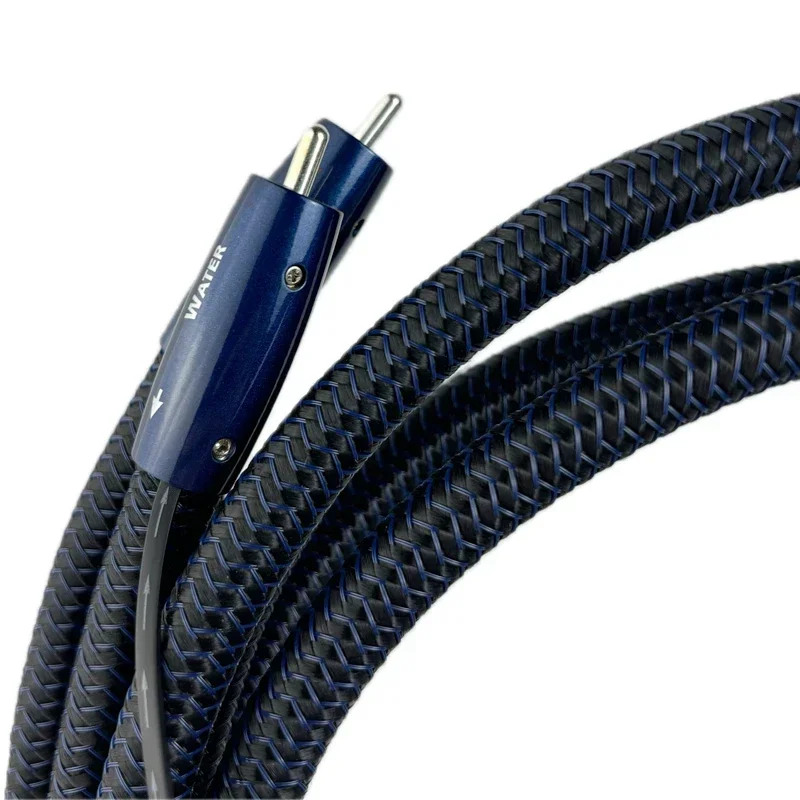 Pair Water RCA Cable Solid Perfect Surface Copper HiFi Audio Interconnect Line Cold-welding Silver Plated Plug