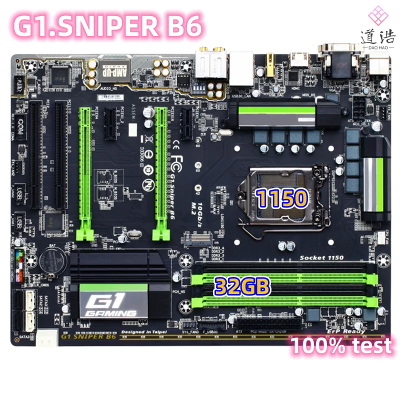 

For G1.SNIPER B6 Motherboard 32GB DVI HDMI 2*PCI LGA 1150 DDR3 ATX B85 Mainboard 100% Tested Fully WorkMA