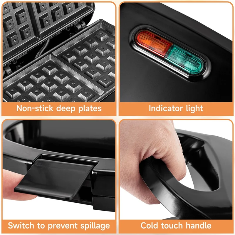 

Breakfast Maker Sandwich Maker 2-Slice With Nonstick Plates 750W Kitchen Oven Home US Plug