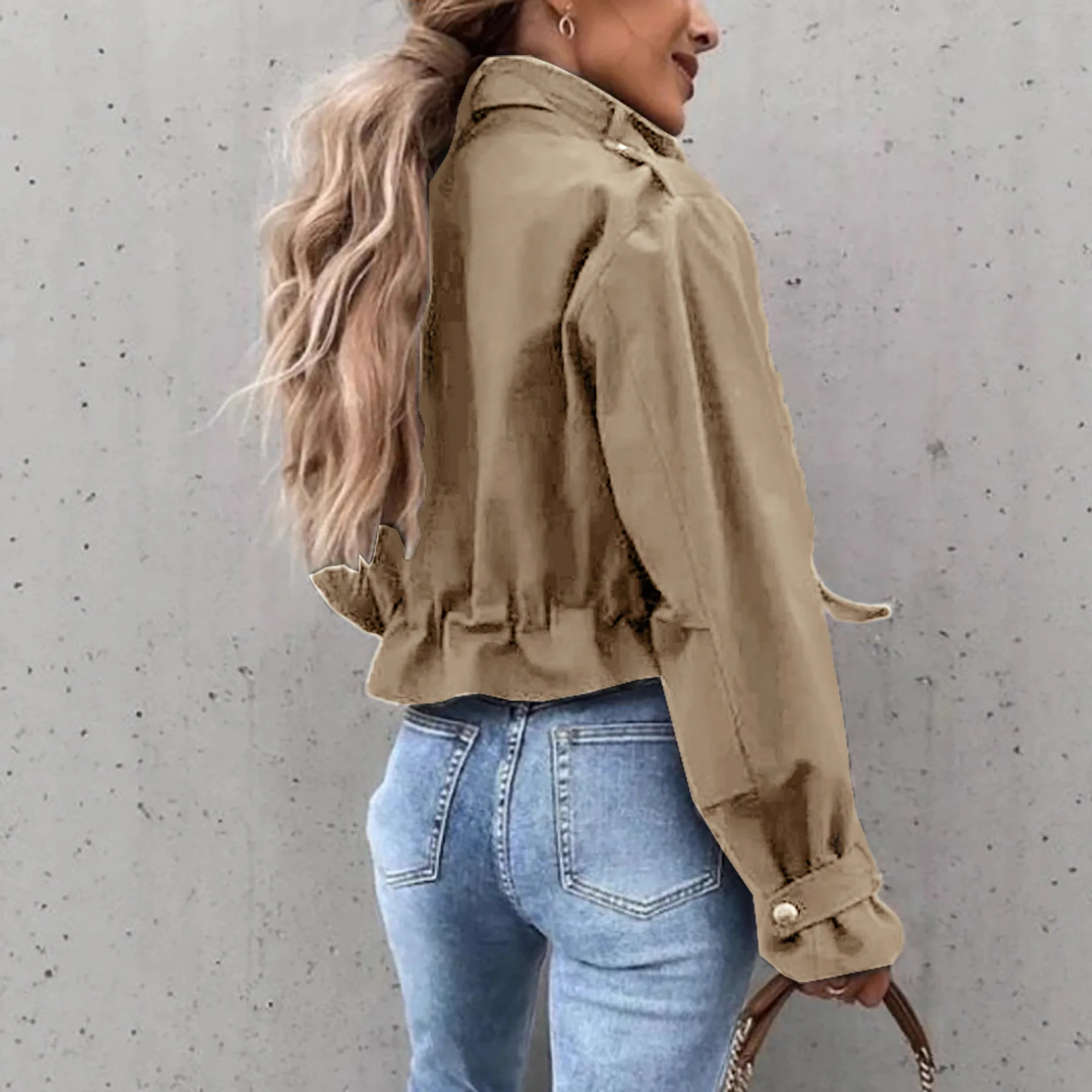 Autumn Winter Women High Colla - Women'S Fashion Utility Jacket ulasan dan harga