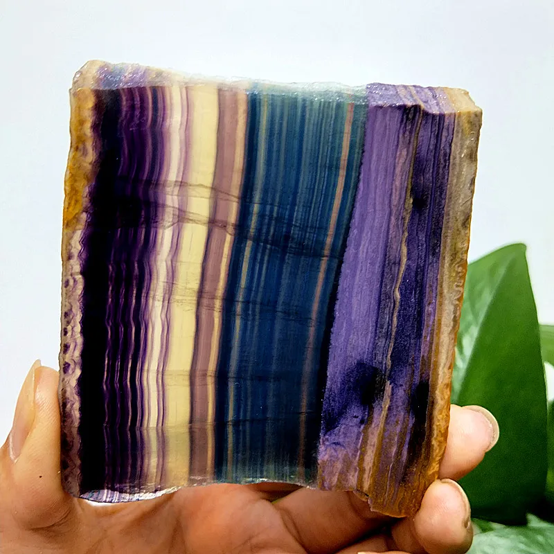 Natural Stone Blue, Purple, Green Fluorite Tablet Chakra Spiritual Meditation Magic Healing Feng Shui Crystal Room Decoration
