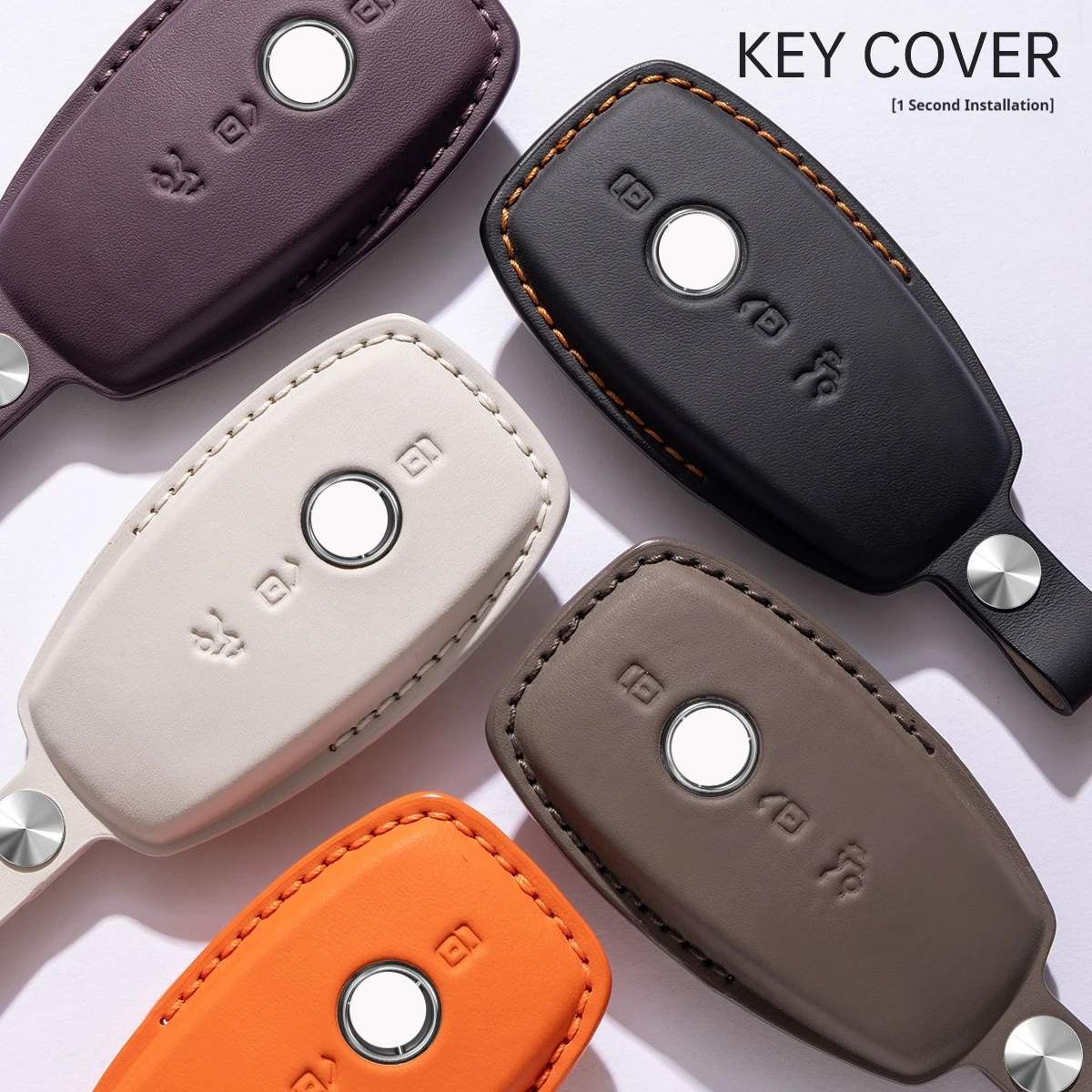Genuine Leather Car Key Case Cover For Mercedes Benz C260L E300L GLC GLE GLA GLB220 A180L Auto Key Shell Keychain