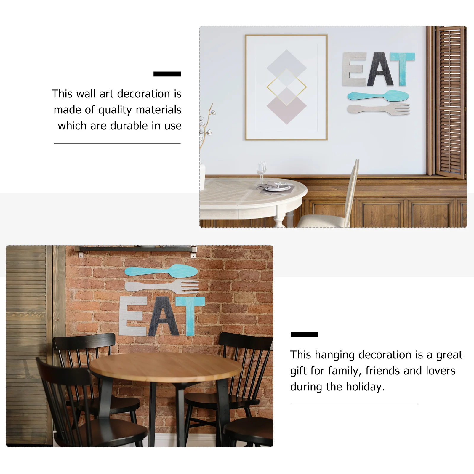 

5pcs Fork Festival Gift Decor Blue Wooden Hanging Art For Home Living Room Wall Pendant Wall Art Decor Festival Gift