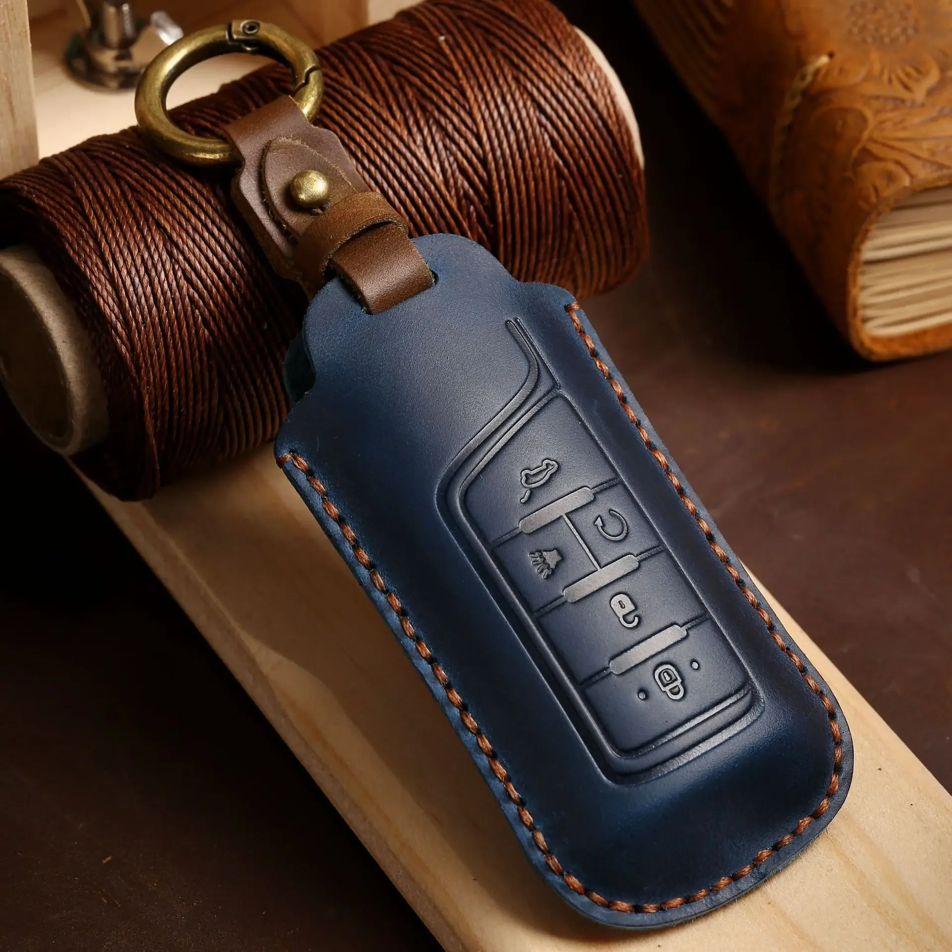 

1pc Leather Car Remote Key Case Cover For GAC Trumpchi GS7 GS8 GM8 GS5 GA6 GM6 Key Protect Holder Fob Keychain Accessories