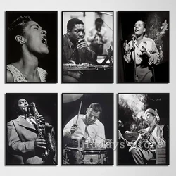 Black and White Jazz Singer John Coltrane Miles Davis Poster Print Canvas Painting Music Wall Art Picture for Room Home Decor