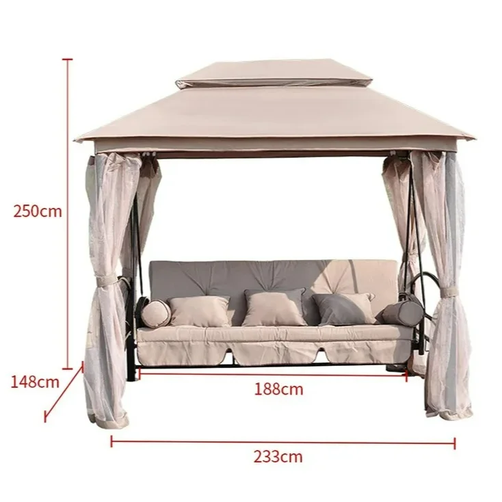 Factory Direct 2026 Luxury 3 Person Outdoor Garden Swing Bed with Canopy  Tent Outdoor Garden Chair Leisure Hanging Swing Chairs