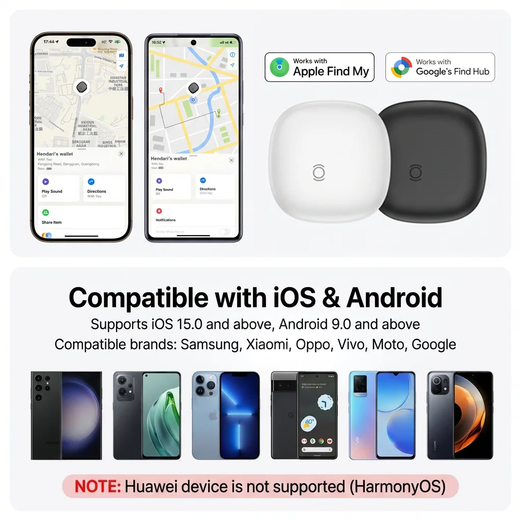 Bluetooth Tracker Smart Tag Air Tags Dual System for Android Or iOS Work with Find My App Google Find My App Item Finder Locator