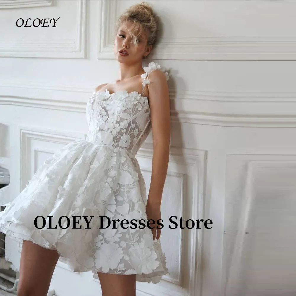 

OLOEY 2025 Роскошные короткие свадебные платья с 3D цветочным кружевом Vestidos de noiva Платья невесты с квадратным вырезом для женщин по индивидуальному заказу