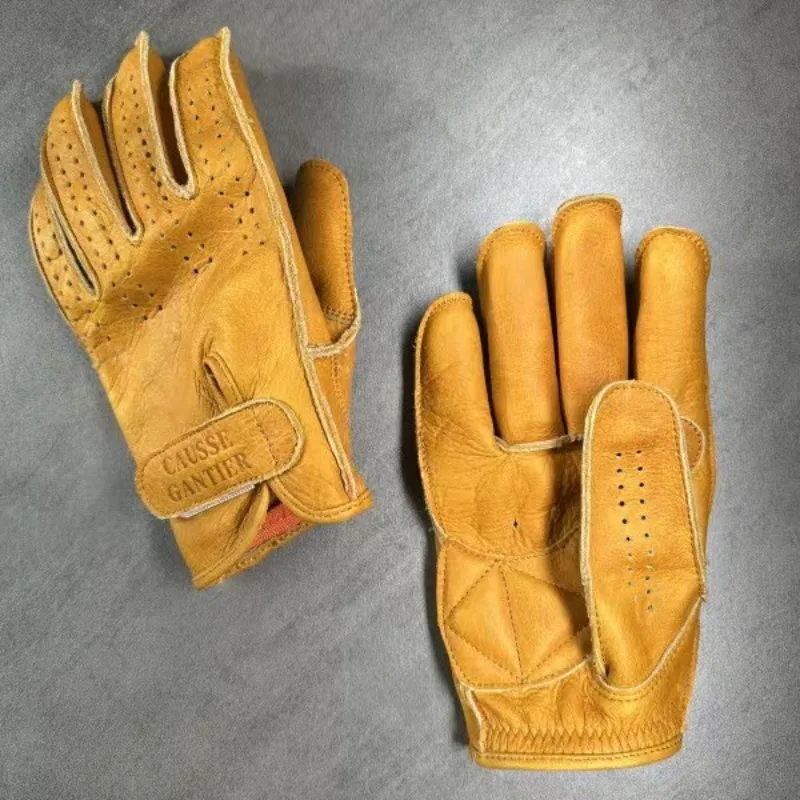 قفازات جلدية حقيقية للرجال، طبقة علوية من الجلد، ركوب الدراجات النارية، قفازات مسامية لركوب الدراجات في الهواء الطلق #2