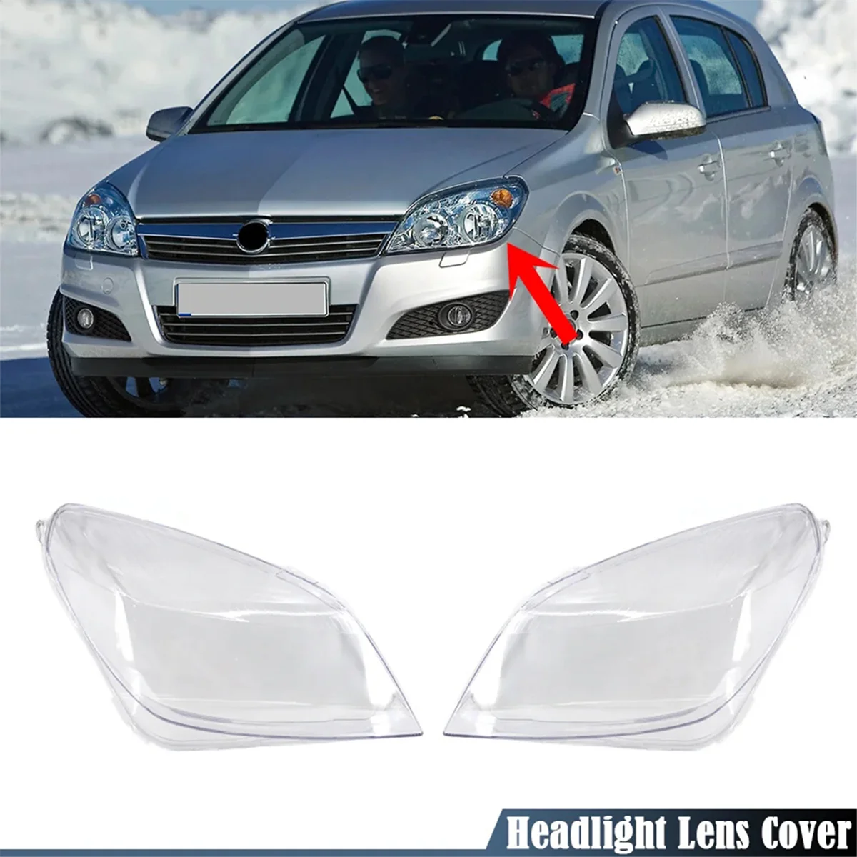 Right Car Headlight Lens Cover Head Light Lamp Lampshade Front Light Shell for Opel Astra H 2004-2009