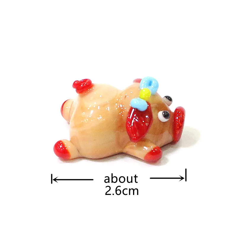 Flesh-Colored Cute Glass Pig Mini Figurine Ornament Creative Tiny Animal Statue Kawaii Decor Xmas Easter New Year Gifts for Kids