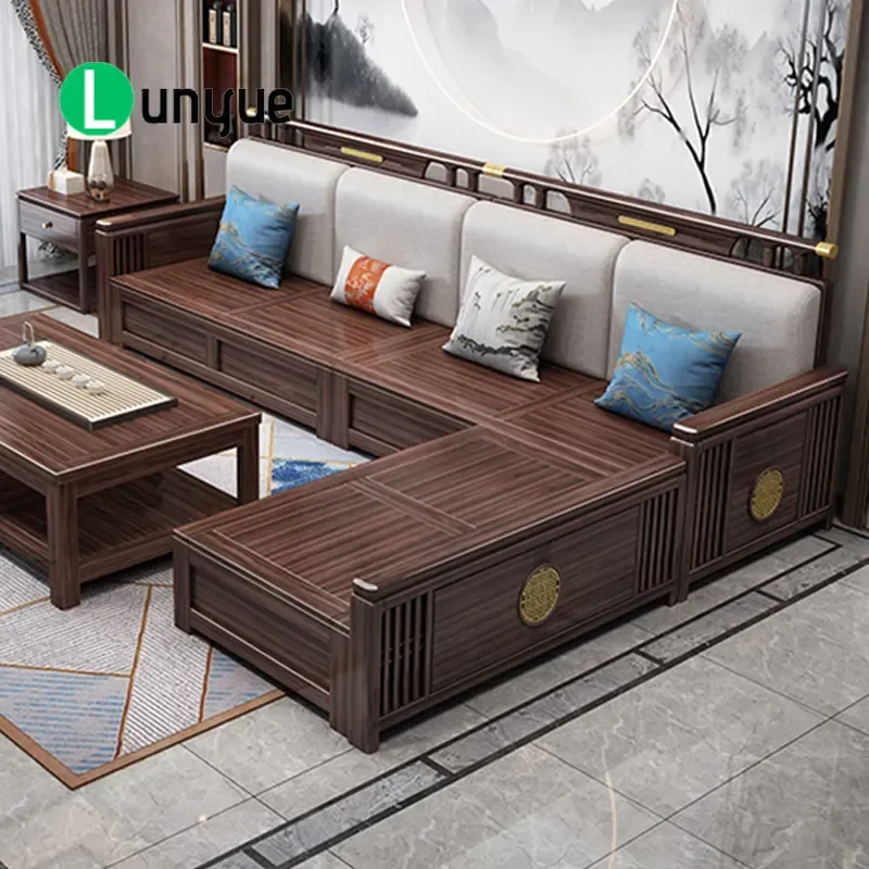 New Chinese Style Ebony Solid Wood Sofa Set High End Living Room Dual Purpose Princess Storage Couch for Apartment Furniture