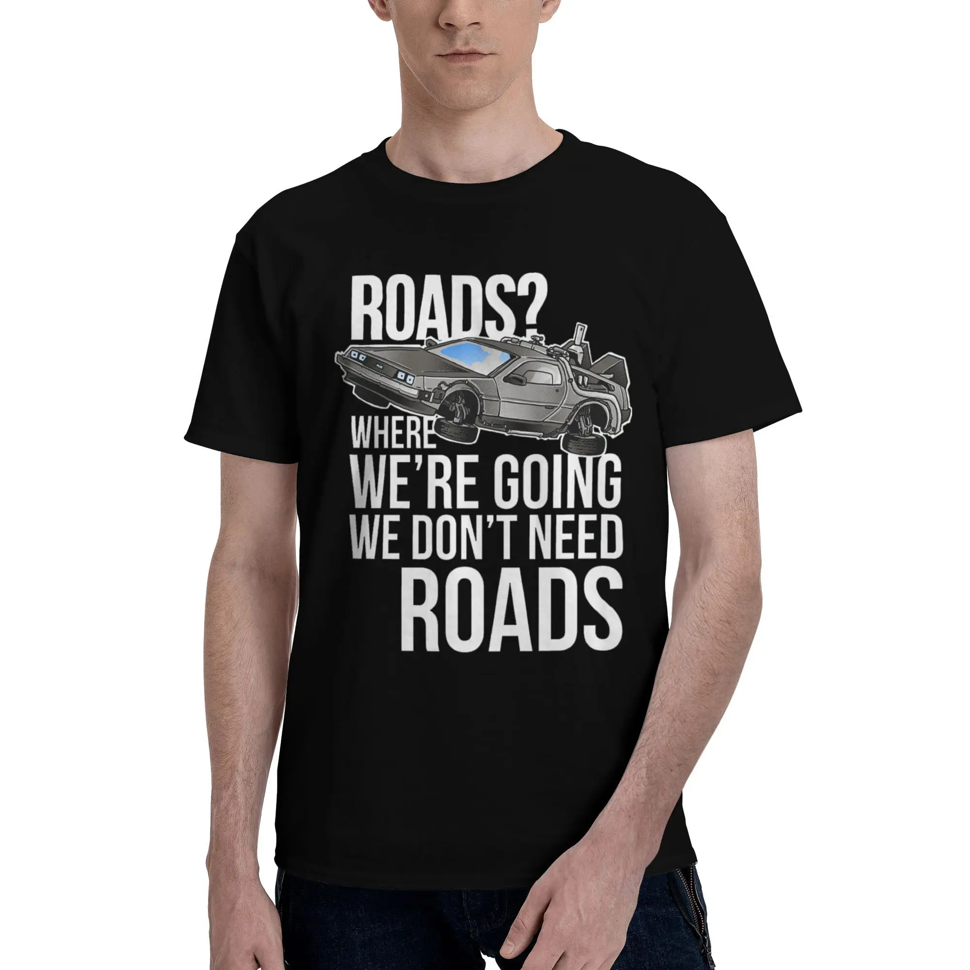 

Футболка Roads Back To The Future 1980-х годов, мужская уличная футболка с коротким рукавом, моторные футболки, хлопковые футболки, верхняя одежда