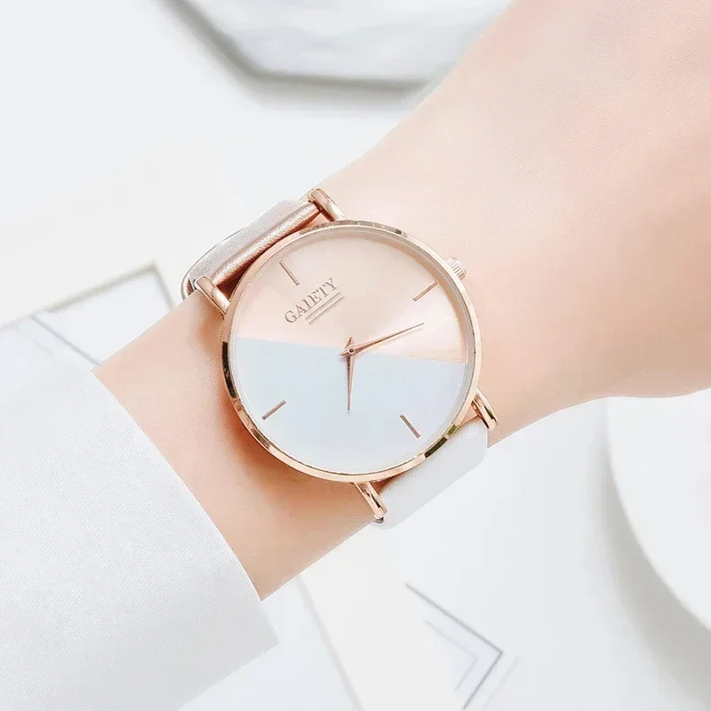 Women Bicolor Watches Rose Gold Dress Female Clock Luxury Brand Design Women Student Versatile Watches Simple Ladies Watches