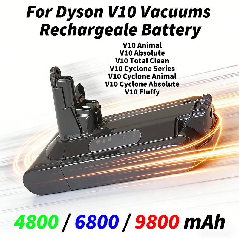 

For Dyson V10 Vacuum Rechargeable Battery 4800/6800/9800mAh Li-Ion for V10 Animal Series Absolute V10 Fluffy Cyclone Motorhead