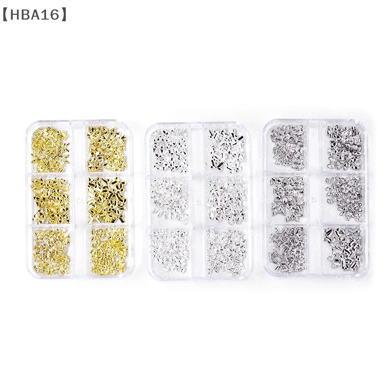 maveraHBA16 Deel6 rejillas Mini lazo dijes para uñas oro plata arco perla uñas diamantes de imitación piezas de decoración de uñas accesorios de manicura
