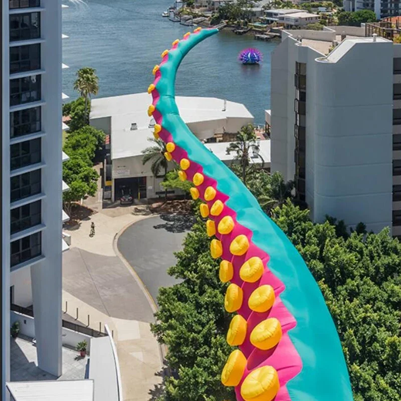 Barracas de polvo infláveis, braço de polvo inflável gigante, pés de água-viva com ventilador interno para decoração de construção de janelas ao ar livre