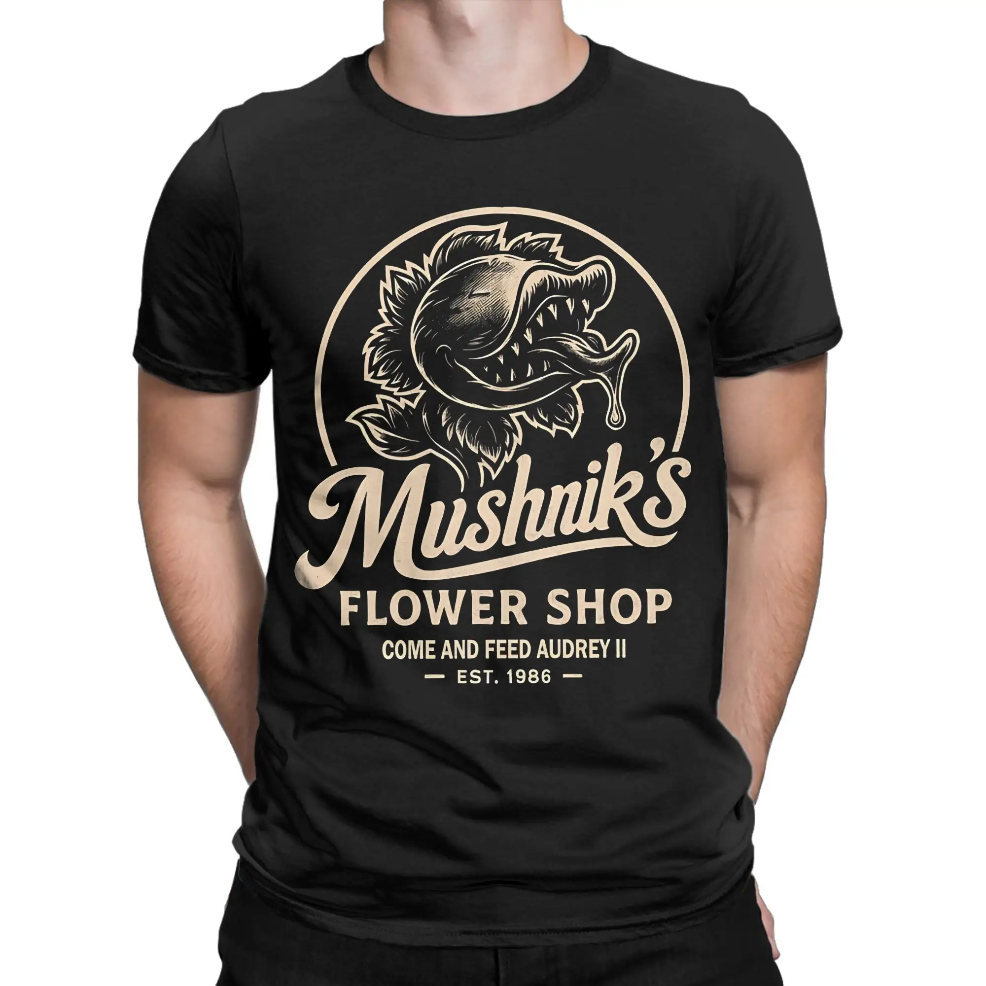Venomous Monster Flower Classic Funny 100% Cotton T-Shirt Little Shop of Horrors Tees Tops For Men