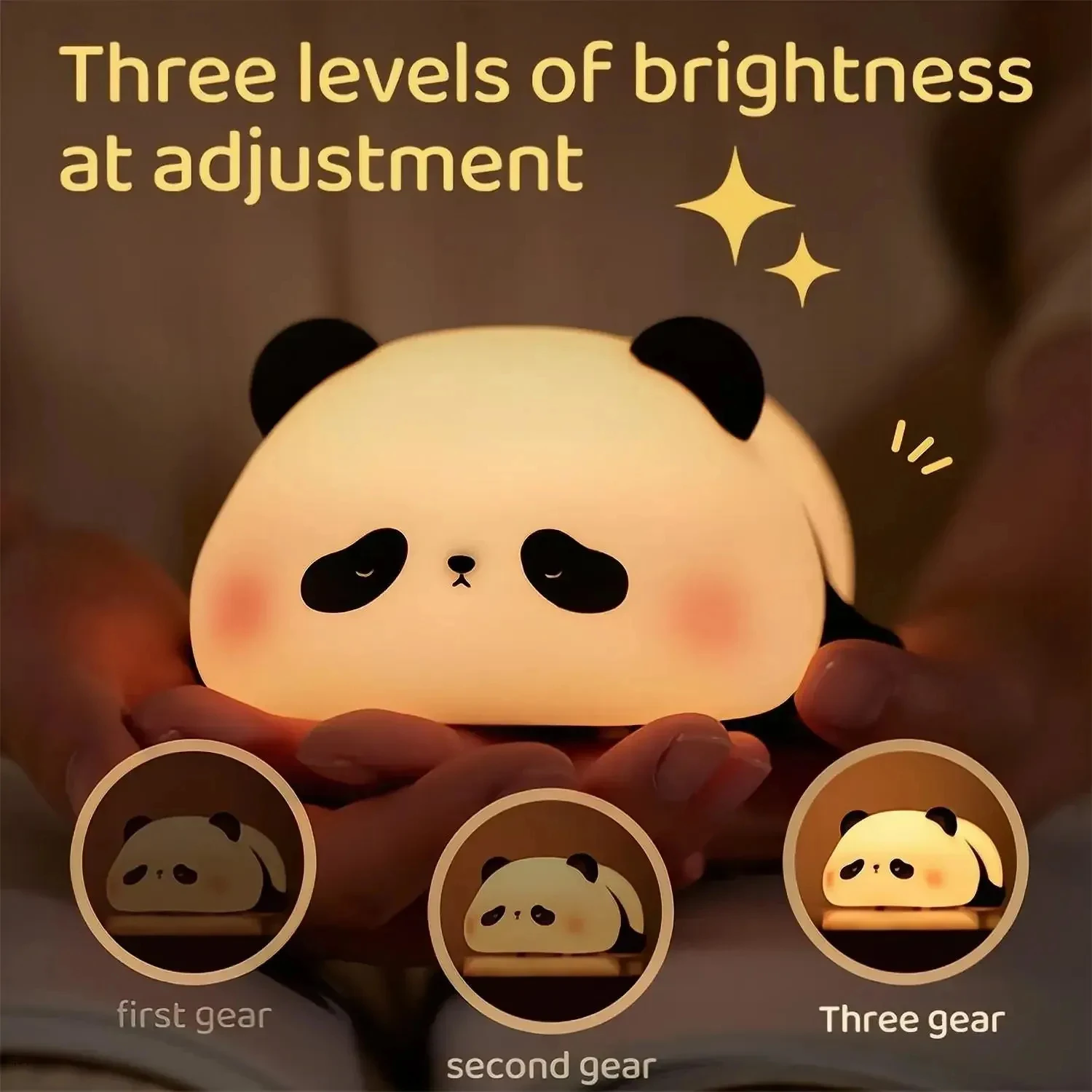 New Perfectly Adorable Adorable Cute Mini Panda Silicone Night Lights Rechargeable Timing Lamp for Bedroom Decor Creative Cartoo