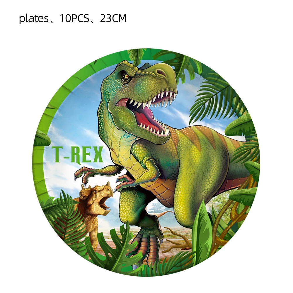 Tyrannosaurus rex Theme Birthday Party Decorations Disposable Tableware Set Paper Plates Napkins Cups