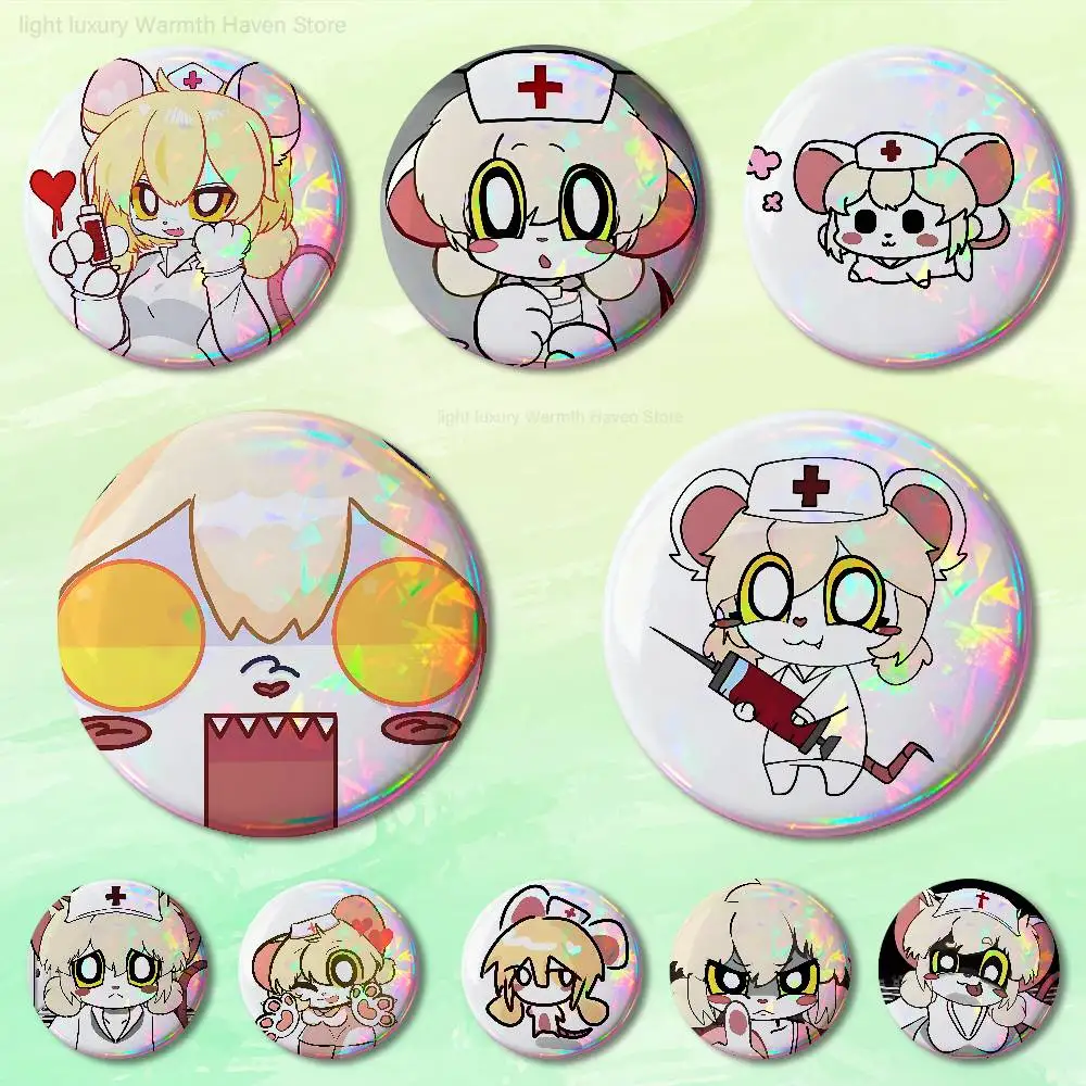 

T-Terrible Mouse L-Lorna 58mm 44mm HD Print Brooch Badges Pretty Derby Round Display Brooches Lapel Pins