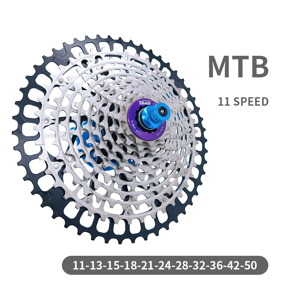 ZOAO MTB 11 Speed 11-50T Cassette HG Standard Freewheel Ultralight 7075 Alloy CNC 11v k7 Mountain Bike11s Sprocket for shimano