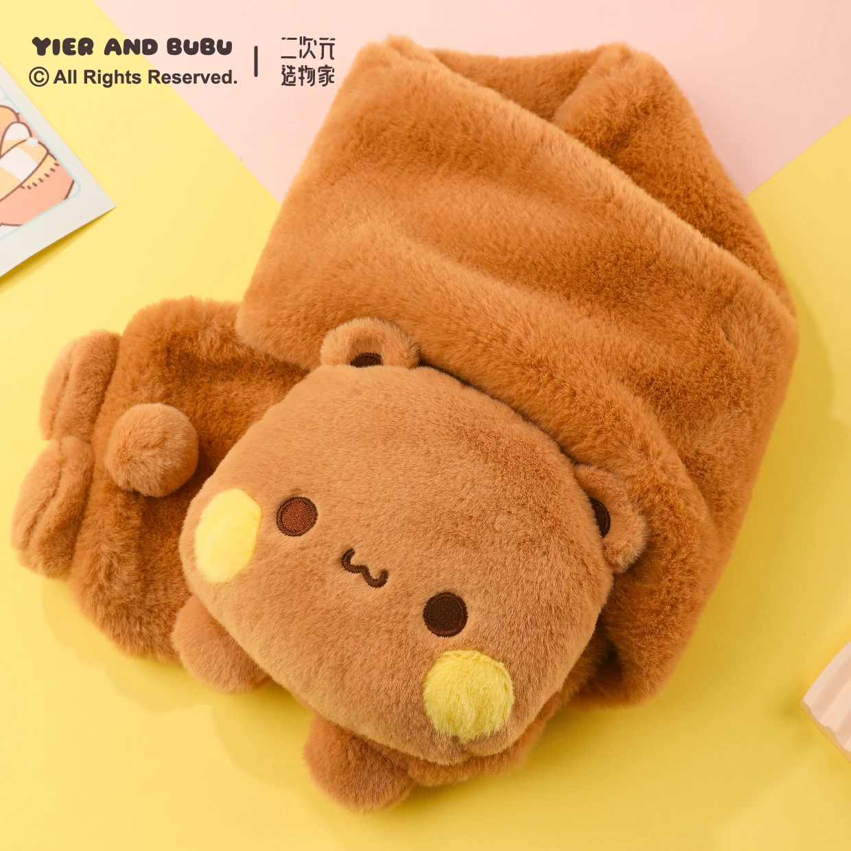 

Yiea и Bubu, милый плюшевый шарф, мягкий шарф с мультяшными животными, зимний теплый плюшевый шарф, уютный мягкий шарф для девочек, комплект перчаток, подарок