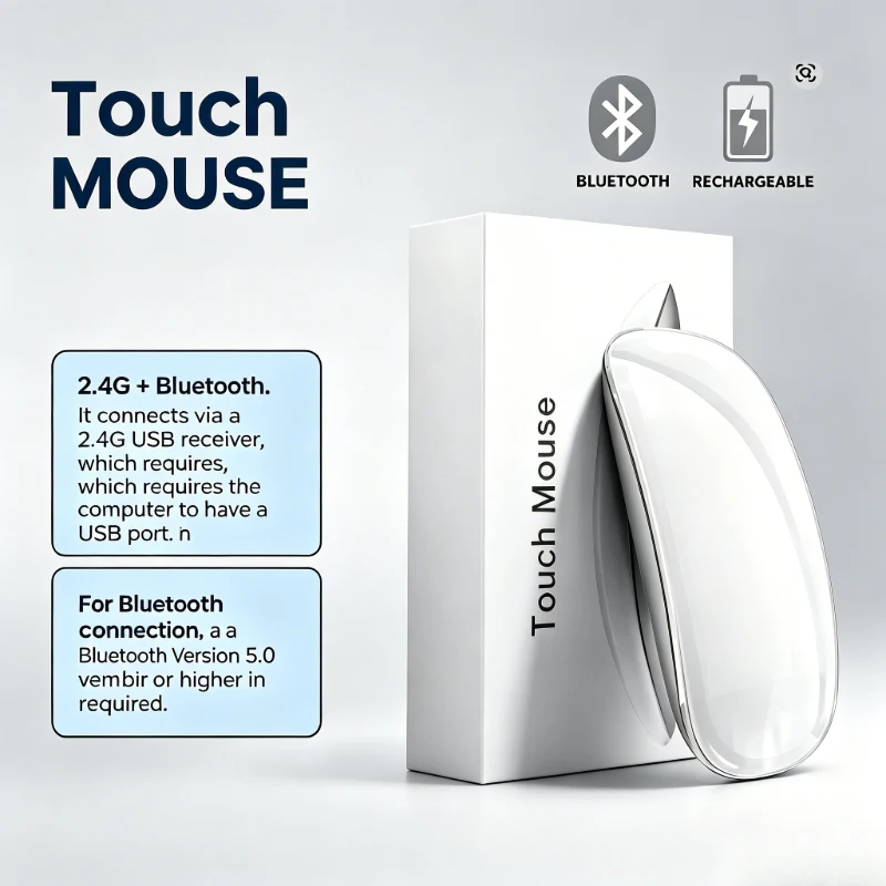 

Slim Silent Bluetooth Wireless Mouse Rechargeable for Mac Windows iOS Android 2.4G + Bluetooth Wireless Mouse