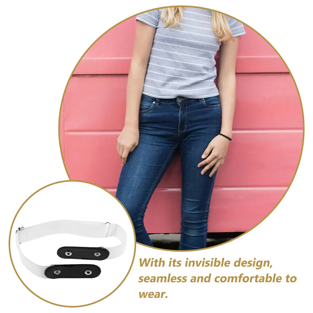 

2pcs Elastic No Buckle Belt for Shorts Pants Jeans Men Women Invisible PU Waistband Adjustable Comfortable Wide Soft Red Black