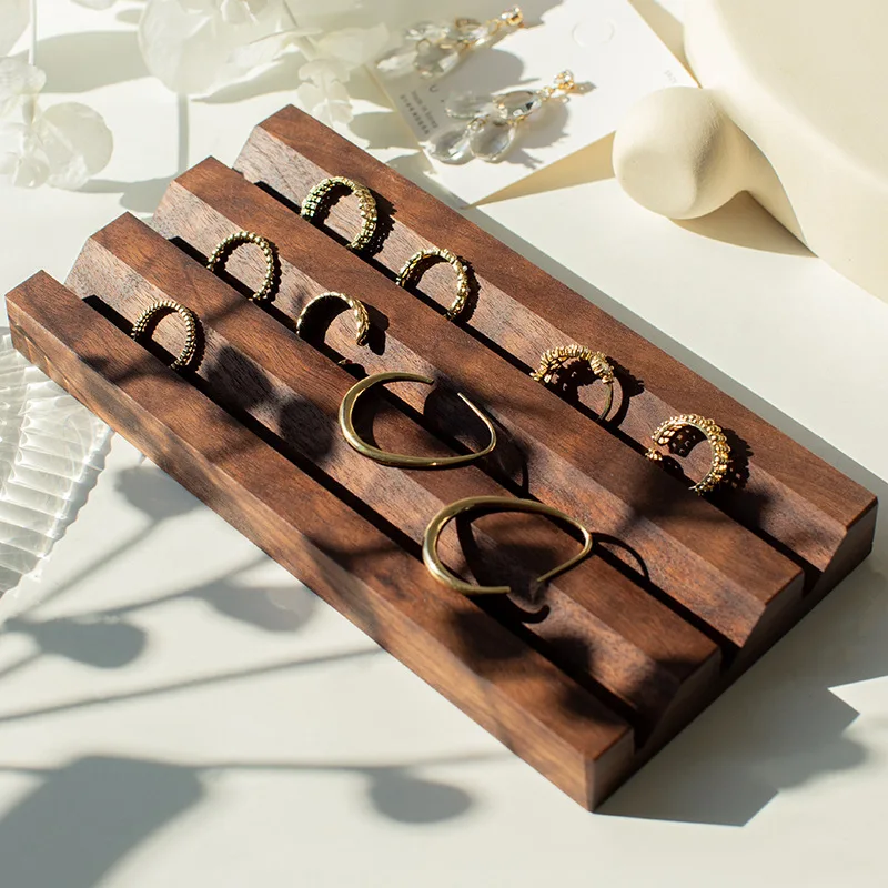 

Поднос для ювелирных изделий из орехового дерева, коммерческий, для демонстрации колец, органайзер для хранения, ювелирные лотки