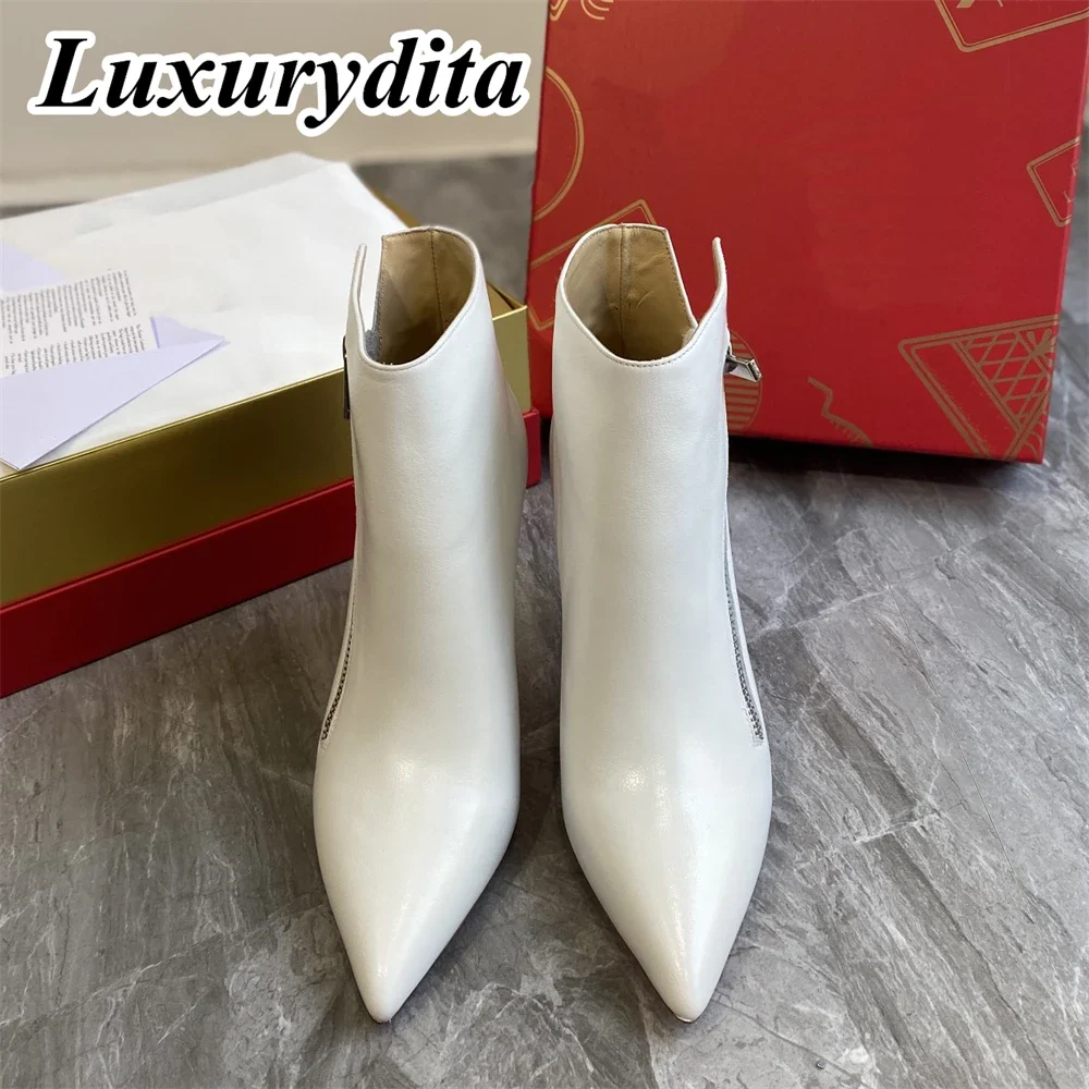 

Top Quality Womens High Heel Boots Luxury Fashion Women Ankle Boots Designer Red heel leather sole over the knee boots 0862
