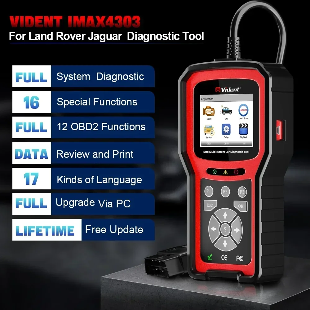 VIDENT iMax4303 For JLR Car Diagnostic Tool 16 Reset Services OBDII Code Reader OBD2 Scanner for Land Rover Jaguar