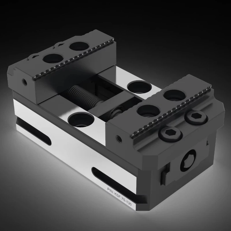 KSF75-130 +YZF-75 Compact Self Centering Vise Workholding Fixture For 3 Axis 4 Axis 5 Axis Rotary CNC Machining Center Equipment