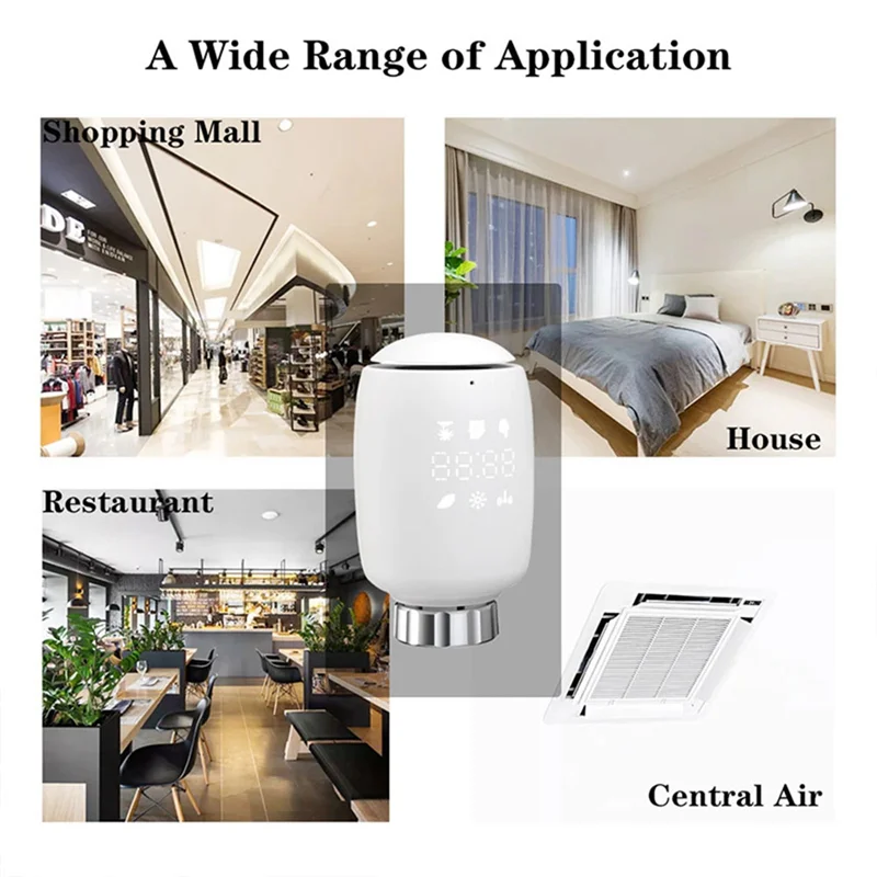 A23F-Zigbee Smart TRV Programmable Thermostatic Radiator Valve App Remote Temperature Controller Alexa For Google Home