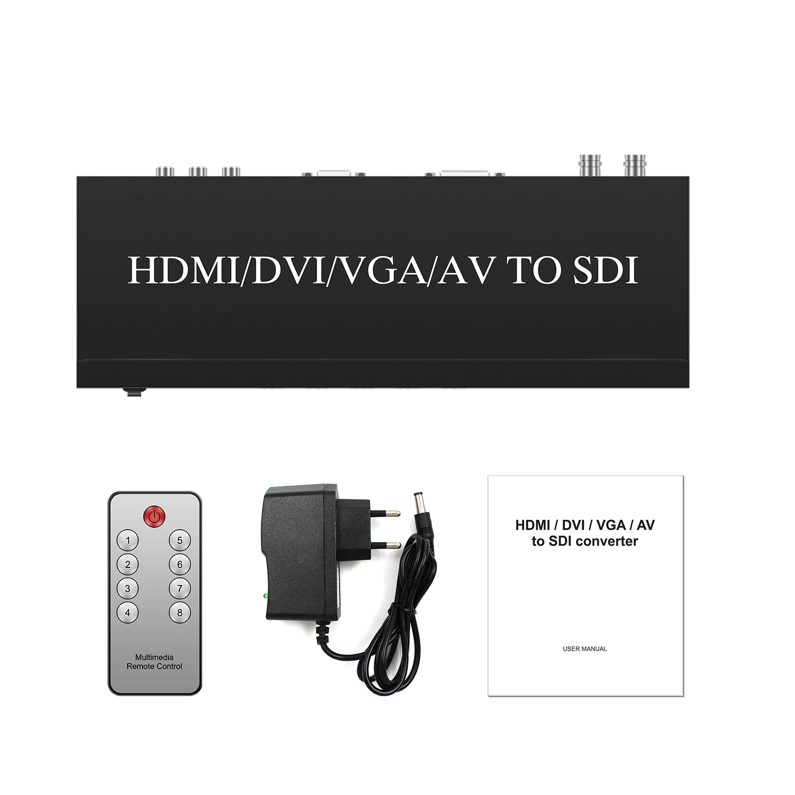 HDMI DVI VGA AV إلى SDI محول متعدد الوظائف ، يدعم NTSC PAL و SECAM ، جهاز تحكم عن بعد ، دقة تصل إلى 1080P60Hz