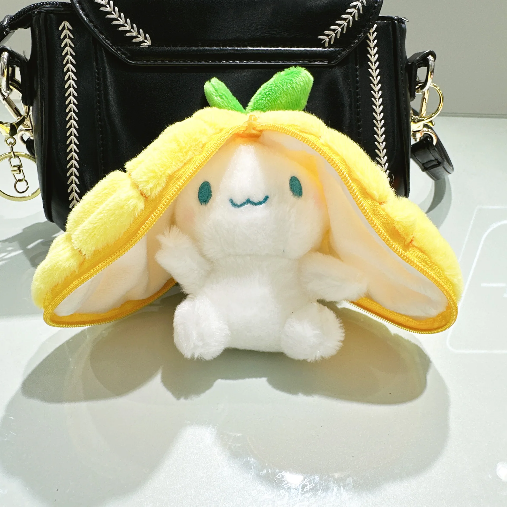Creative Keychain fruit cross dressing dog doll pendant plush toy cute Joyful dog doll bag pendant